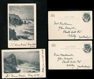 GB QV EARLY TUCKS PPCs 857 + 859 LYNTON + LANDS END USED in WALES 14 MAY 1901 - Bild 1 von 3