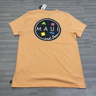 Maui and Sons Graphic Tee Mens Size Medium Mango Orange T-Shirt Short Sleeve $27 - Image 1 of 4