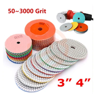 Wet Diamond polishing pads 75mm~100mm Concrete Granite Marble Individual Grits - Image 1 of 4