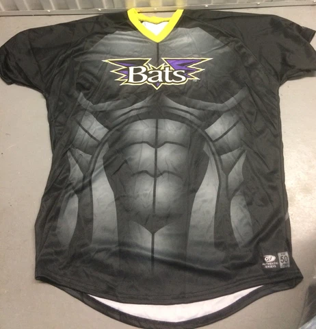 Louisville Bats Batman Game Used #41 Jersey Size 50 MILB Superhero Comic Movie Cover