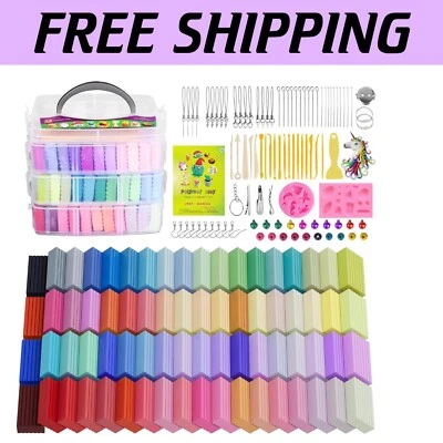 Oven Bake Polymer Clay Kit for Kids - 72 Colors & 19 Modeling Tools Included - Image 1 of 4