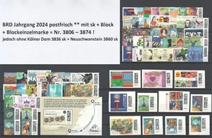 BRD Jahrgang 2024 postfrisch komplett mit sk + Block + BEM ohne Dom+Neuschwanst. - Bild 1 von 5