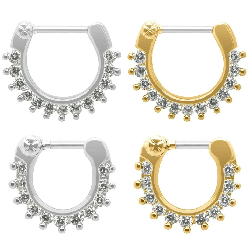 Strass Piercing Septum Strasssteine Nasenring Schmuck silber gold Edelstahl - Bild 1 von 1