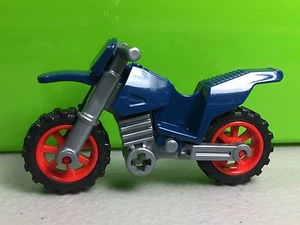 LEGO Dirt Bike / Motorcycle  NEW Dark Blue w/ Red Rims Silver Chassis- City Town - Picture 1 of 8