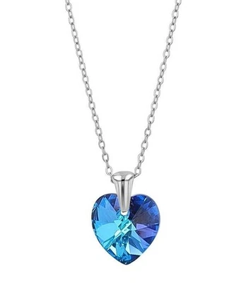 Akzent Shauna Damen Edelstahlkette Swarovski Herz Silber Dunkelblau Modeschmuck - Bild 1 von 4