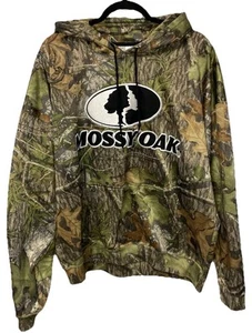 Mossy Oak Camo Hoodie Sweater Mens Medium Brown Green Outdoor Sweatshirt Hunting - Picture 1 of 10