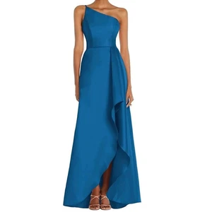 Alfred Sung blau One Shoulder elegantes Satin High Low Ballkleid 6 neu ohne Etikett UVP $ 252 - Bild 1 von 14