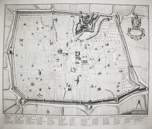 Brescia Lombardia veduta acquaforte incisione Blue Mortier 1704 - Foto 1 di 1