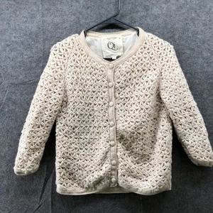 Qi Kaschmir Strickjacke Damen S elfenbein creme Knopfleiste Pullover Strukturstrick - Bild 1 von 12