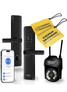 Smart Mortise Lock WiFi Camera Fingerprint RFID Keypad App Control EU DIN Door - Picture 1 of 10