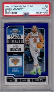 Biglietto Stagione 2023 Panini Contenders Optic Jalen Brunson #83 Blu PSA 9 - Foto 1 di 2