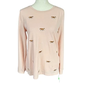 Talbots Petite SP apricot long sleeve round neck stretchy fox top - Picture 1 of 9