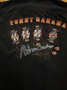 Tommy Bahama Silk Embroidered Button Up Shirt Size XL Poker Ride’Em Cowboys Y2K - Picture 1 of 17
