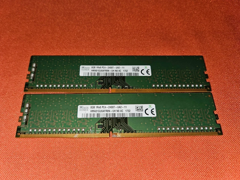 16GB (2X8GB)DDR4 SKhynix Desktop Memory RAM PC4 2400T • HMA81GU6AFR8N - Image 1 of 1