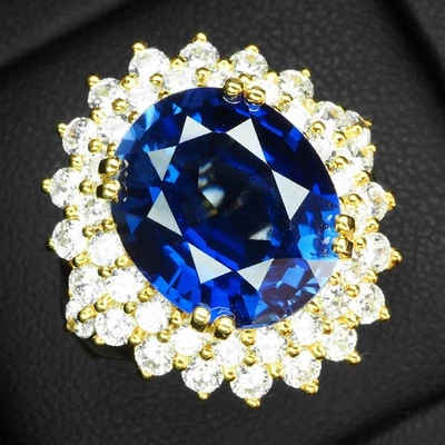 Inestimabili anelli in argento sterling 925 9,20 carati ovali con zaffiro... - Immagine 1 di 4