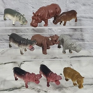 All Hippos Animal Vintage Figures Lot Of 9 Hippopotamus Toys - Picture 1 of 10