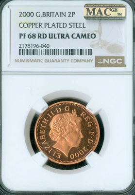 2000 GREAT BRITAIN 2 PENCE NGC PF68 UCAM RD MAC 2ND FINEST GRADE & SPOTLESS  . - Image 1 of 2