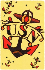 156 US MARINE Anker Tattoo Seemann Jerry traditioneller Stil Flash Poster Druck - Bild 1 von 1