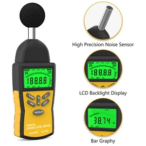 Digital Sound Level Meter 30-130dB A/C Weighting/Output Fast/Slow Mode ±1.5dB - Picture 1 of 8