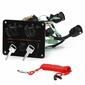 Dual Engine Key Switch Panel Set Twin Switch Assembly for Yamaha Outboard Engine - Picture 1 of 8
