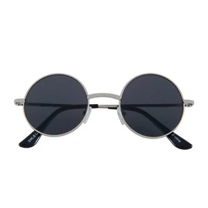 KIDS CHILD SIZE COLORED SMOKE ROUND LENS SUNGLASSES SILVER FRAME HIPPIE TRENDY - Picture 1 of 6