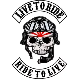 Motocicleta Big Patches Bordada Kamikaze Calavera Live to Ride Lone Rider - Imagen 1 de 6