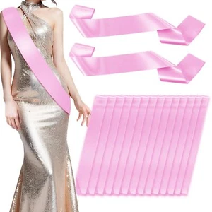 16 Pcs Pink Satin Sash Blank Pink Sash Bride to Be Sash Prom Sash Pageant Sas... - Picture 1 of 7