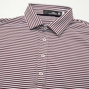 RLX Ralph Lauren Polo Shirt Mens Large Burgundy Striped Performance The Lakes - Picture 1 of 11