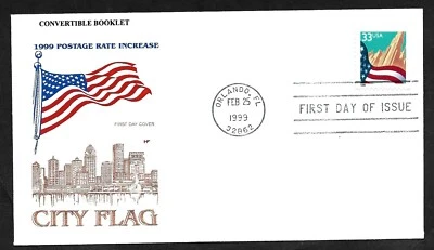 #3278F 33c Flag & City Booklet Single - House of Farnam FDC - Image 1 of 2