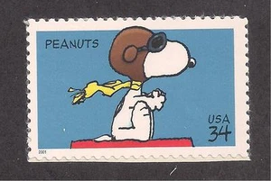SNOOPY ON DOGHOUSE - AS VOLADOR DE LA PRIMERA GUERRA MUNDIAL - SELLO POSTAL DE EE. UU. - COMO NUEVO - Imagen 1 de 1