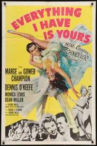  1952 TUTTO QUELLO CHE HO È TU 1° Locandina Film Marge & Gower Champion - Foto 1 di 3