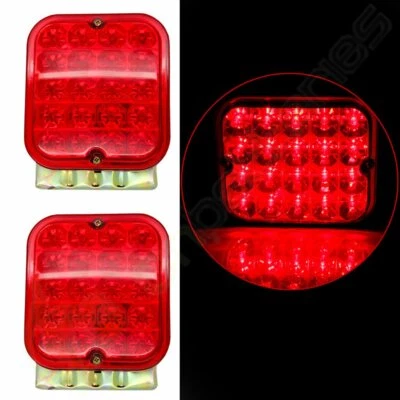 2x Square universal 21 LED Truck Trailer Turn Signal Light Brake Tail Light Red - Image 1 of 4