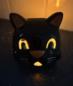 Katze Keramik Kerzenhalter Halloween Wohndeko Vintage - Bild 1 von 14