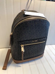 NWT Calvin Klein Gold and Brown CK Backpack Purse - Picture 1 of 11