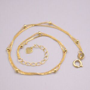 New Pure 18K Yellow Gold Bracelet For Woman 7.48inch Double Wheat Link Chain