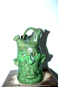 brocca viso tim white TRIPLE BECCUCCIO, ceramica, arte popolare 10'' x7 '' - Foto 1 di 24