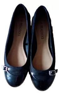 Women's Size 6 Dolly Shoes Peacocks Patent & Suede Effect with Decorative Buckle - Picture 1 of 13