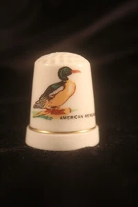 Vintage Sammlerstück Keramik Porzellan Nähen Fingerhut American Merganser Lot #11 - Bild 1 von 4