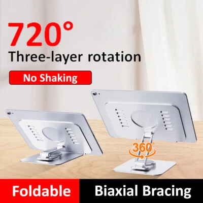 360° Protection Metal Adjustable Stand Foldable Desktop Holder For iPad Tablet - Image 1 of 4