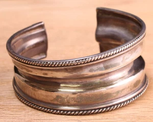 Bracciale Polsino Argento Sterling Vintage Fatto a Mano X199B - Foto 1 di 4