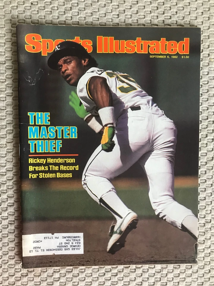 RICKEY HENDERSON SPORTS ILLUSTRATED 1982 OAKLAND A'S BASEBALL STOLEN BASES - Image 1 of 1