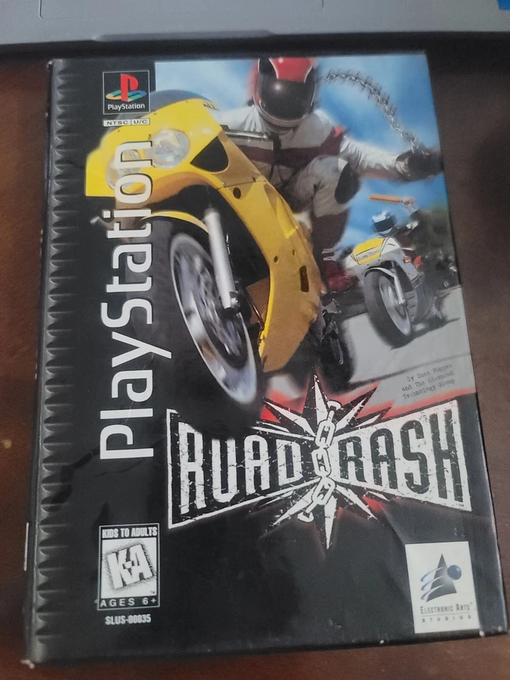 Road Rash (Sony PlayStation 1, 1995) RARE Long Box Clamshell version, NO manual - Image 1 of 1