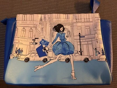 Bolsa de cosméticos azul estampado gráfico Elizabeth Arden  Foto 1 de 4