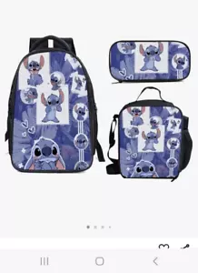 3 Piece Set Disney Lilo and Stitch Backpack Lunch Box Tote Bag Pencil Case - Picture 1 of 1