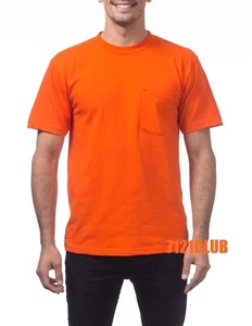 Lot 3 Pack PRO CLUB HEAVYWEIGHT POCKET T SHIRTS ORANGE MEDIUM - Picture 1 of 4
