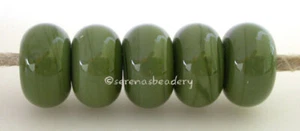 COMMANDO GREEN * donut handmade lampwork glass spacer beads TANERES sra - Picture 1 of 4