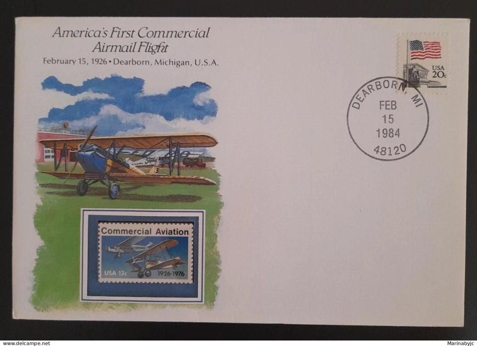 SL) 1984 USA, FIRST UNITED STATES COMMERCIAL AIR MAIL FLIGHT FEBRUARY 15, 1926 D - Image 1 of 1