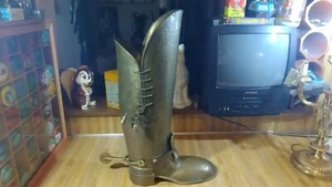 Vintage Huge Brass Cowboy Boot,22" tall,hollow,home decor,rare! - Picture 1 of 13