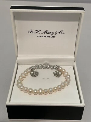 R.H Macy & Co. Fine Jewelry Pearl & Flower Set- Earrings and Bracelet NWT - Image 1 of 4