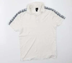 River Island Mens White Cotton Blend Polo Size S Collared Buckle - Picture 1 of 12